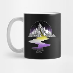 Nonbinary Flag Mountain River Mug